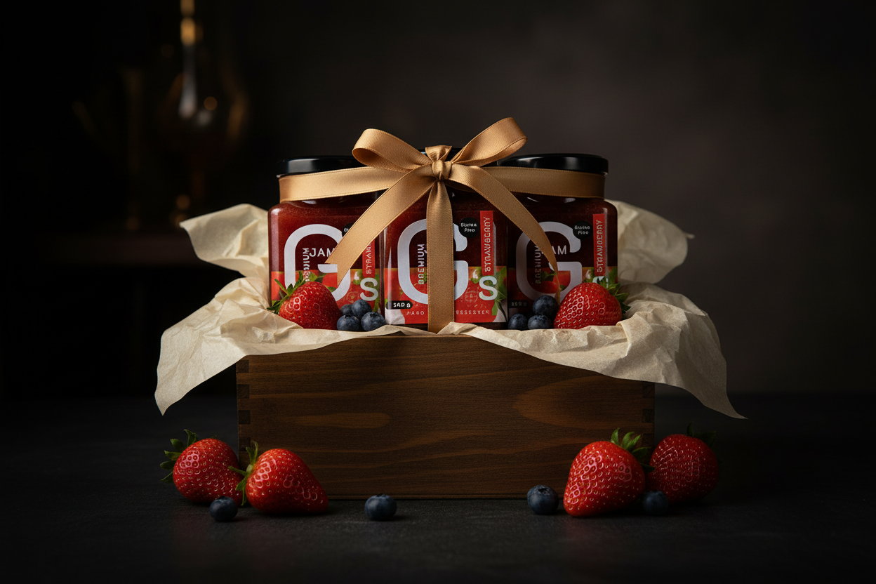 G's Preserves luxury gifting box with gold ribbon